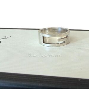 Authentic Gucci G Logo Cut-Out Ring Sterling Silver 925 Vintage Band Size 21 9.5
